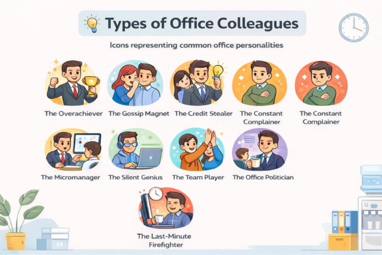 Read more about the article 10 Types of Office Colleagues You’ll Meet  and How to Deal With Them Effectively